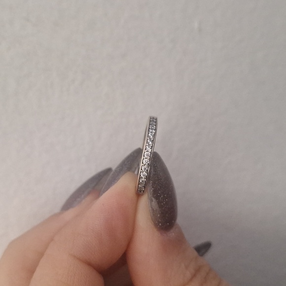 Pandora pave cubic zirconia hoop earrings - Picture 3 of 4